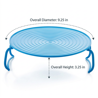 Microwave plate stacker dimensions — 9.25 inches diameter, 3.25 inches tall