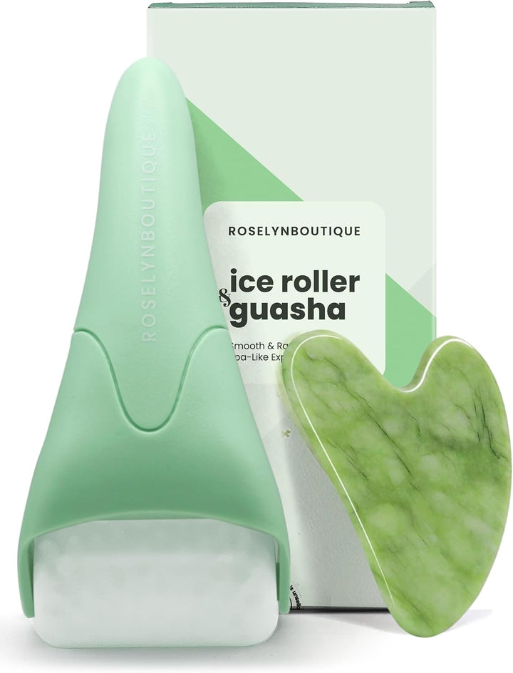 Gua Sha Facial Tools & Ice Roller for Face (Green)
