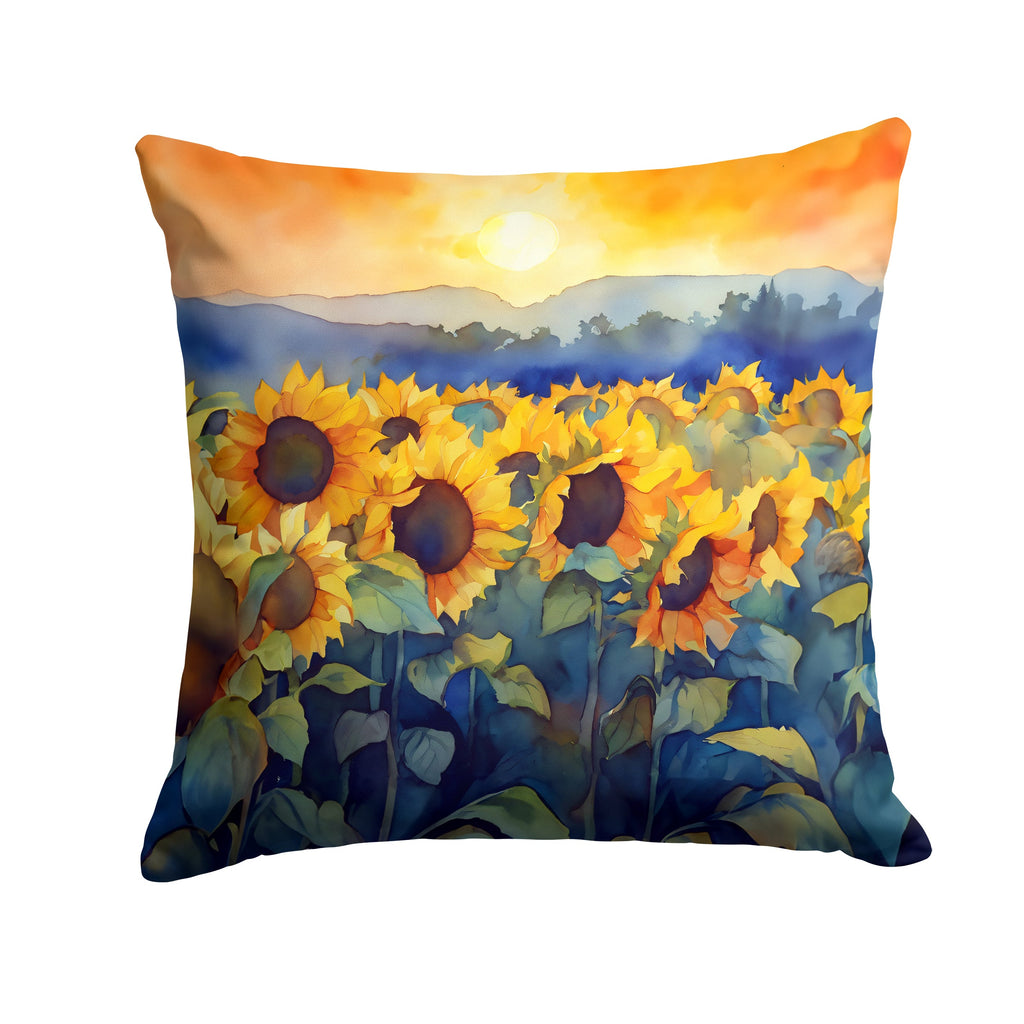 Sunflowers in Watercolor Throw Pillow