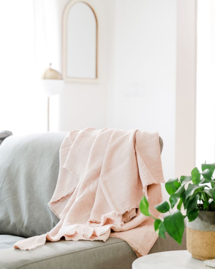 Stonewashed Linen Throw Blanket, 60 × 84 Inches