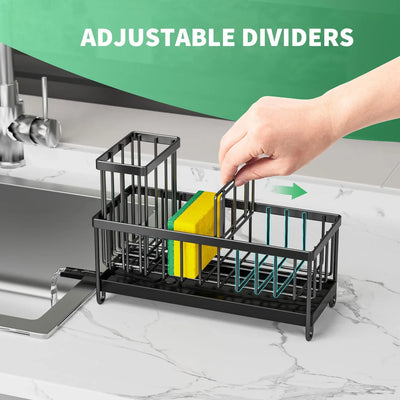 Adjusting the divider inside the sink caddy to fit a sponge