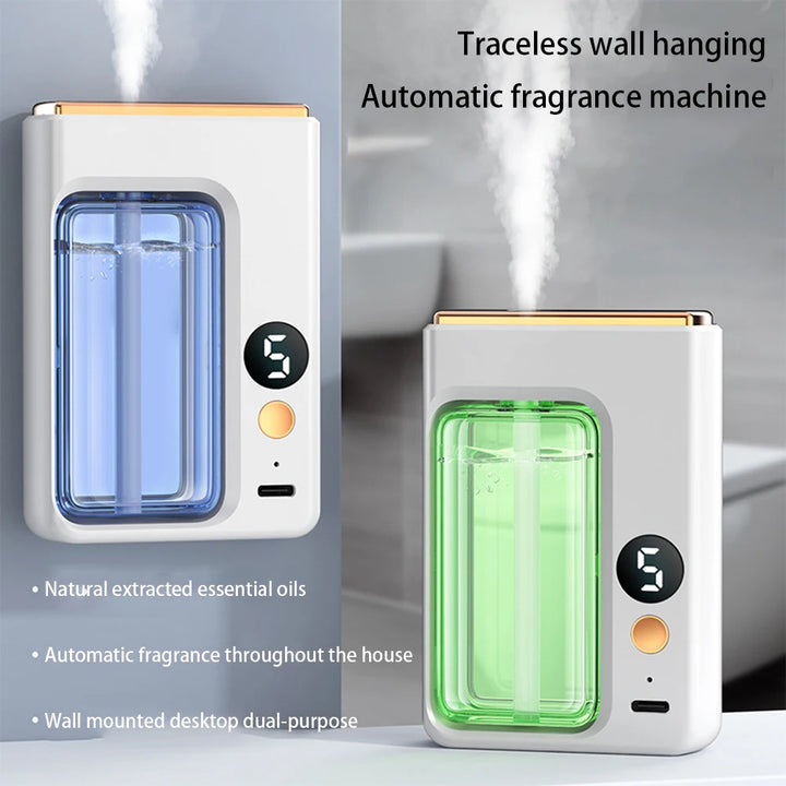 Slim automatic aroma diffuser mounted on a wall