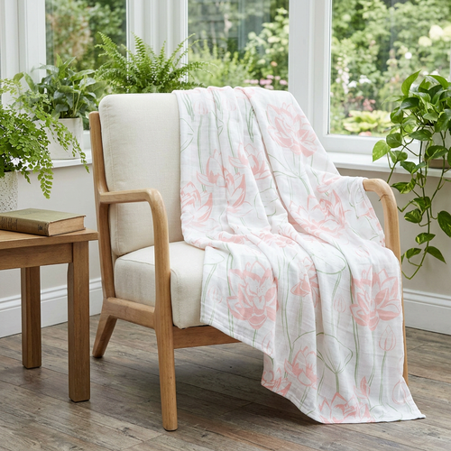 Water Lily throw - botanical reading nook