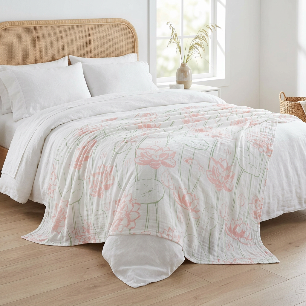 Water Lily throw - coastal bedroom