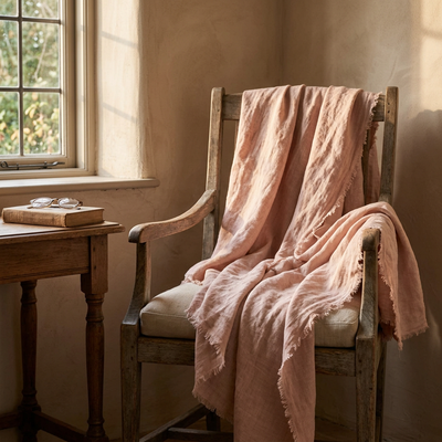 Rustic reading corner linen throw